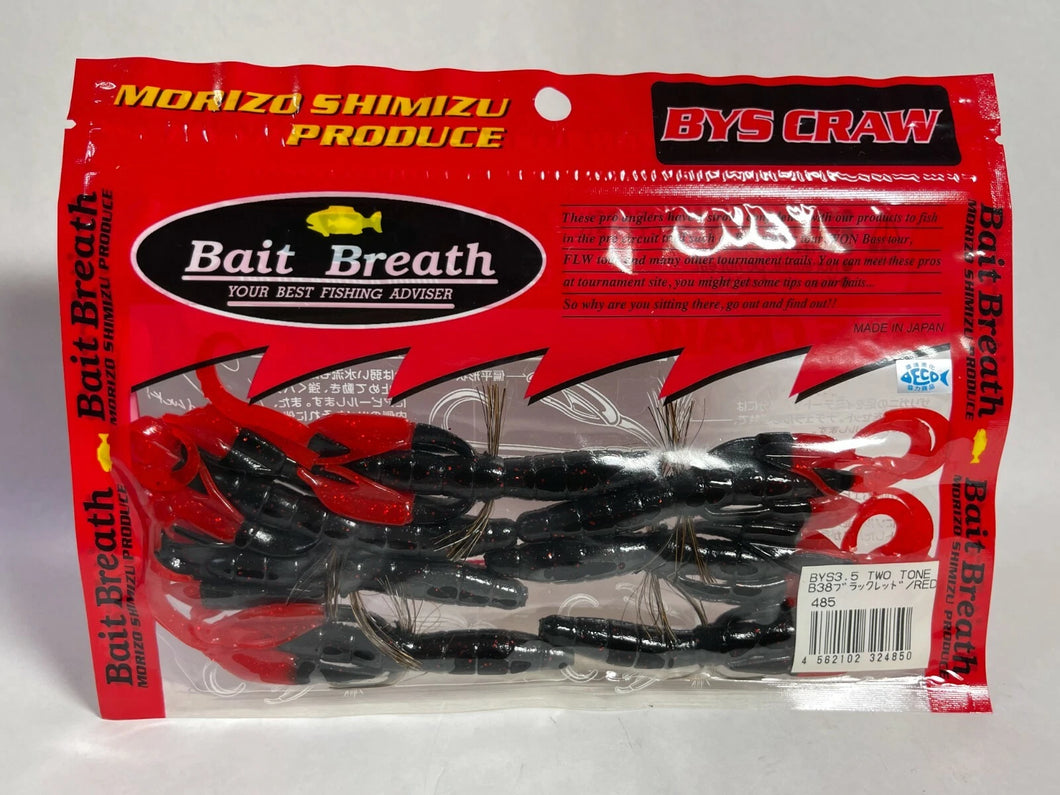 59629) Bait Breath BYS CRAW 3.5' Two Tone #B38 Black Red Red