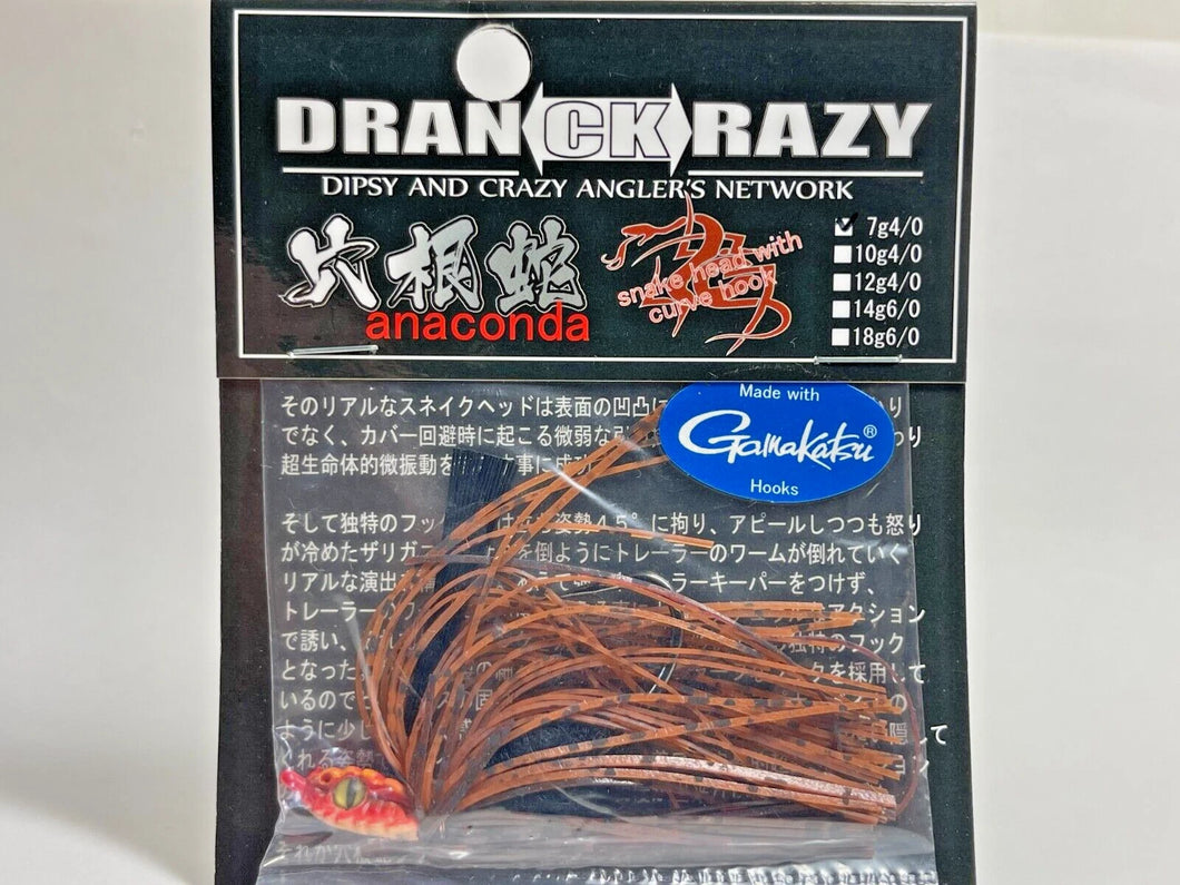 11621) DRANCKRAZY Anaconda Rubber Jig 7g #4/0 #Aka Mamushi
