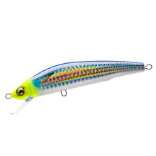 Load image into Gallery viewer, 24609) DUEL Aile MAGNET TG MINNOW 105F #02 HCHM Chartreuse Head Mallet