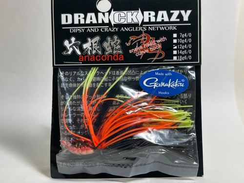 11628) DRANCKRAZY Anaconda Rubber Jig 12g #4/0 #Pit Viper